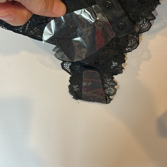 Free People Intimately Check Sheer Cinch Sleeve Bodysuit Black - Picture 5 of 8